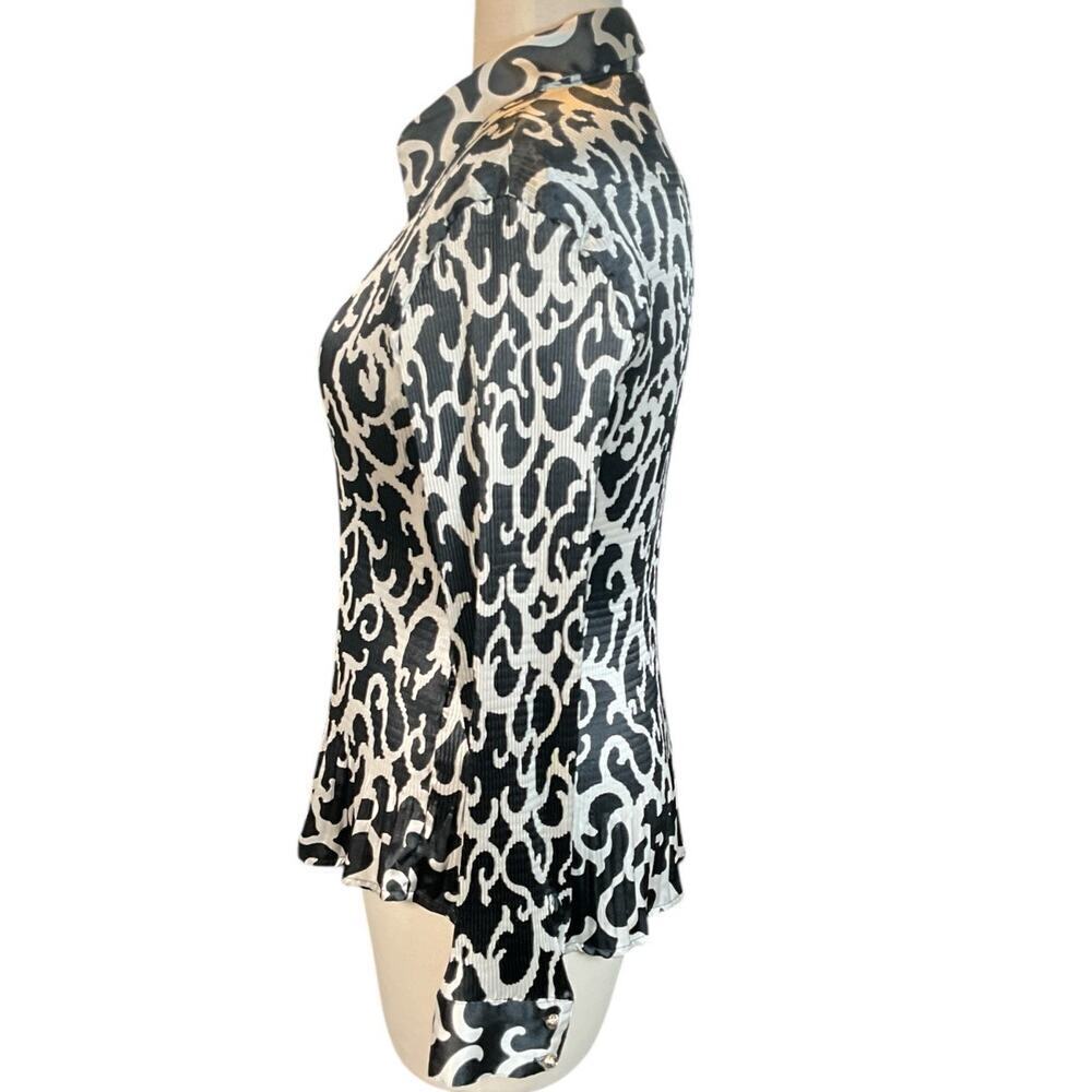 Vintage Violet & Claire New York Long Sleeve Blouse Black/White 3/4 Button Up M - Picture 4 of 11